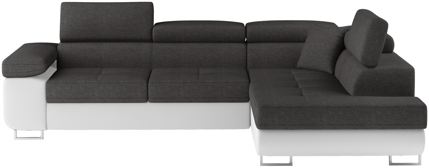 Narożnik Anton Sawana 05 ciemnoszary / Soft 17 biały – widok frontalny w układzie prawym.