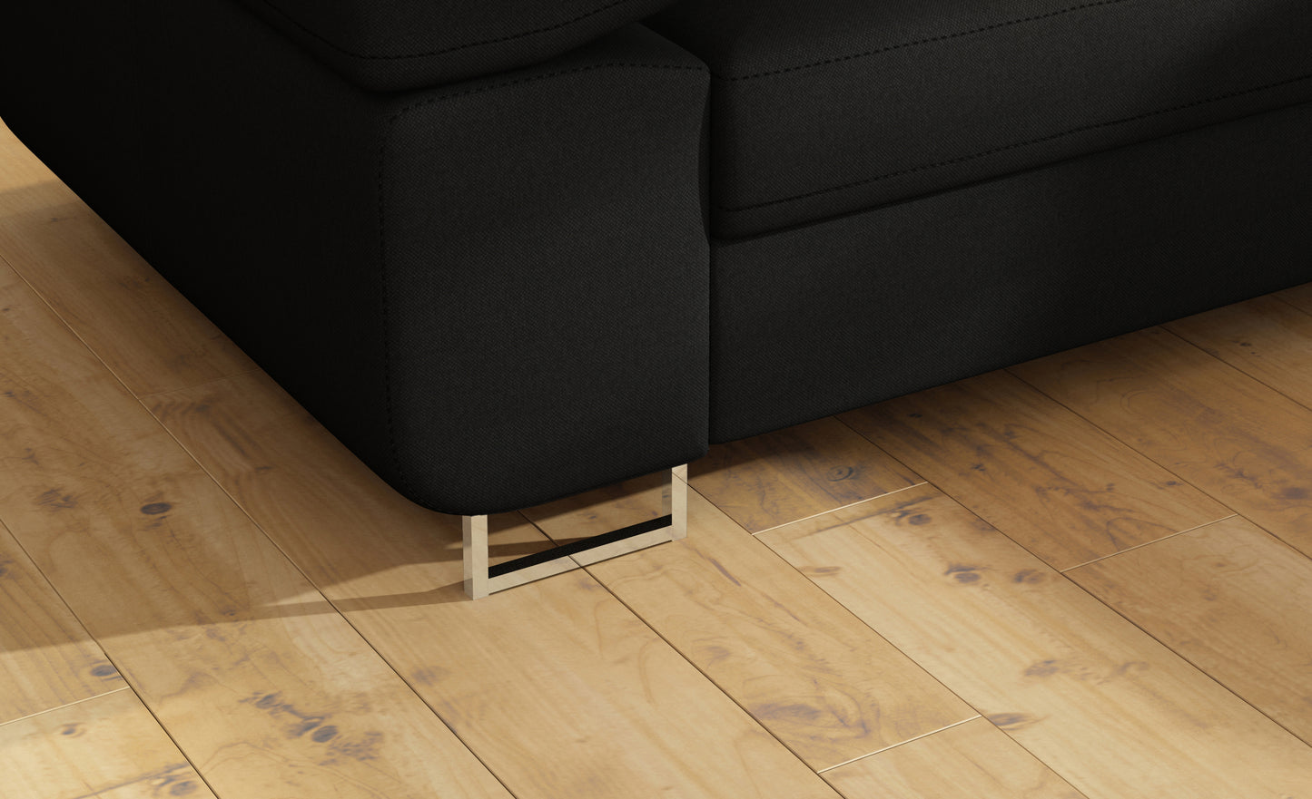 Detal metalowej nóżki narożnika Anton Sawana 14 czarny.