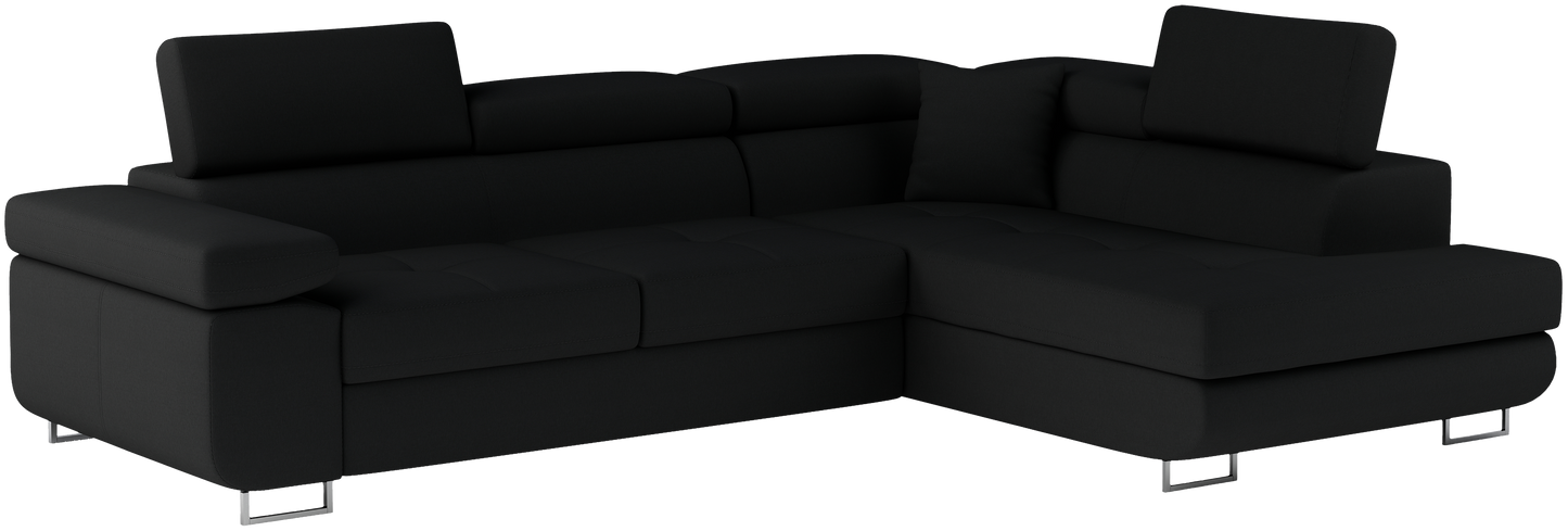 Narożnik Anton w kolorze Sawana 14 czarny, układ prawy – widok z przodu pod kątem.