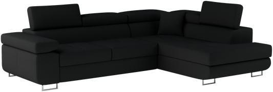 Narożnik Anton w kolorze Sawana 14 czarny, układ prawy – widok z przodu pod kątem.