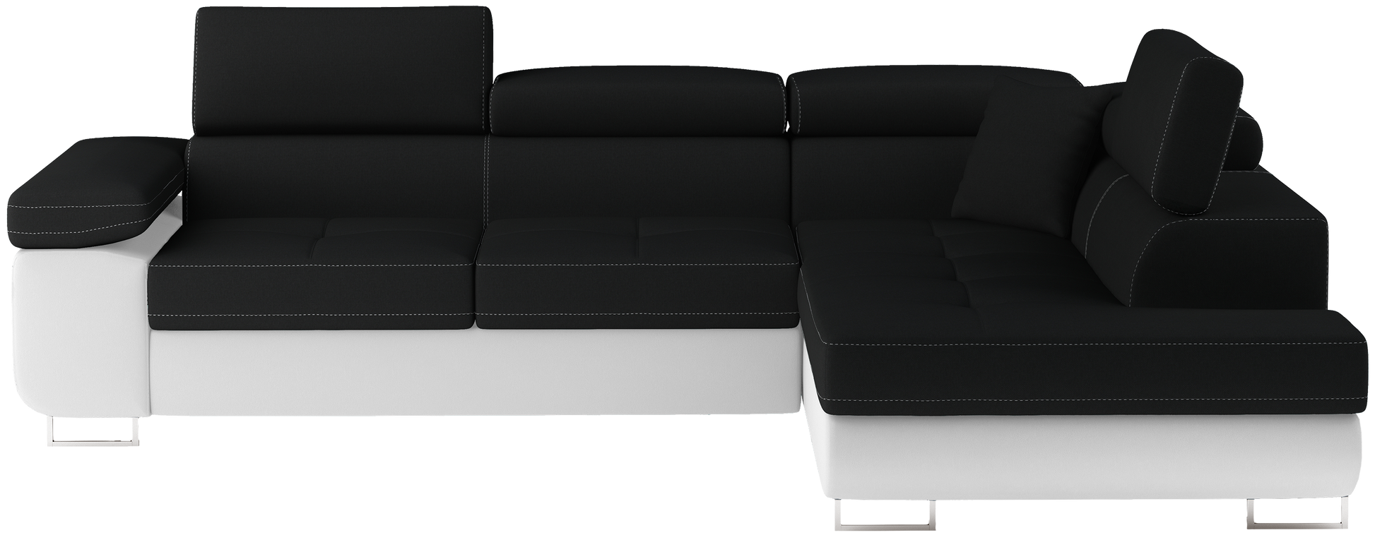 Narożnik Anton Sawana 14 czarny / Soft 17 biały – widok frontalny w układzie prawym.