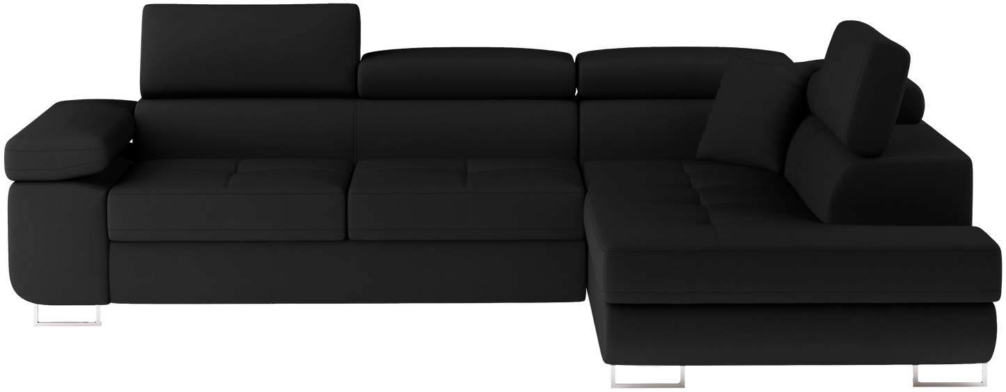 Narożnik Anton Sawana 14 czarny – widok frontalny w układzie prawym.