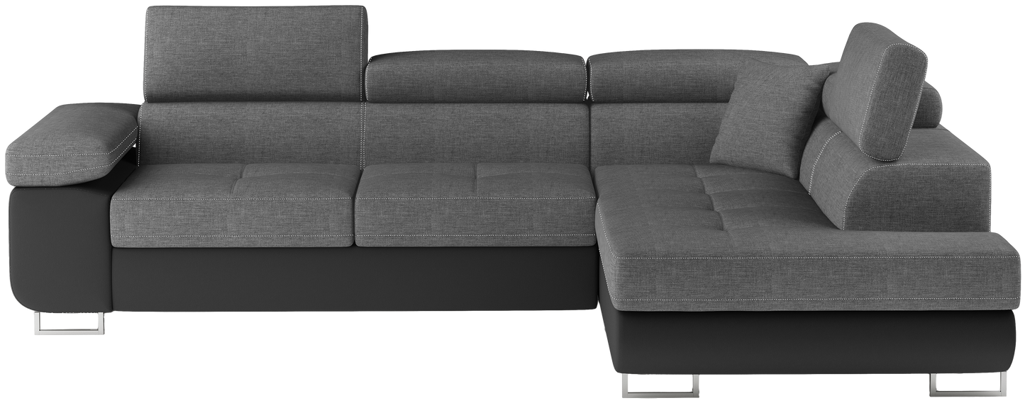 Narożnik Anton Sawana 21 szary / Soft 11 czarny – widok frontalny w układzie prawym.