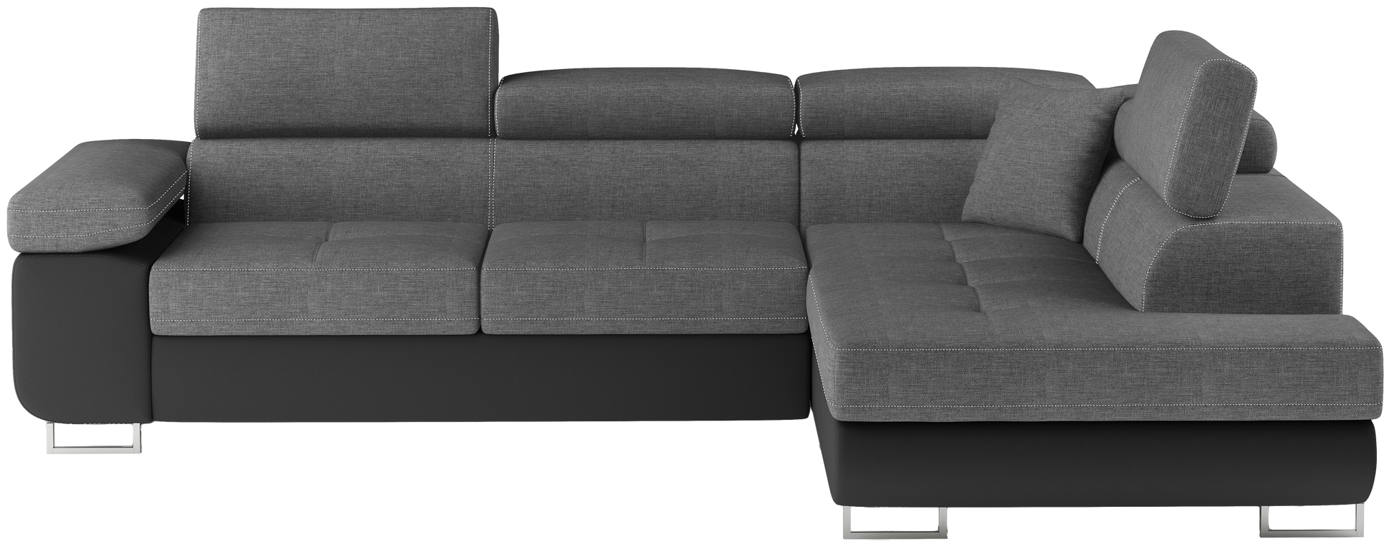 Narożnik Anton Sawana 21 szary / Soft 11 czarny – widok frontalny w układzie prawym.