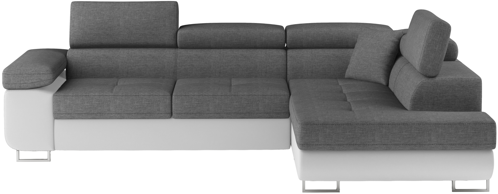 Narożnik Anton Sawana 21 szary / Soft 17 biały – widok frontalny w układzie prawym.