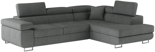 Narożnik Anton w kolorze Sawana 21 szary, układ prawy – widok z przodu pod kątem.