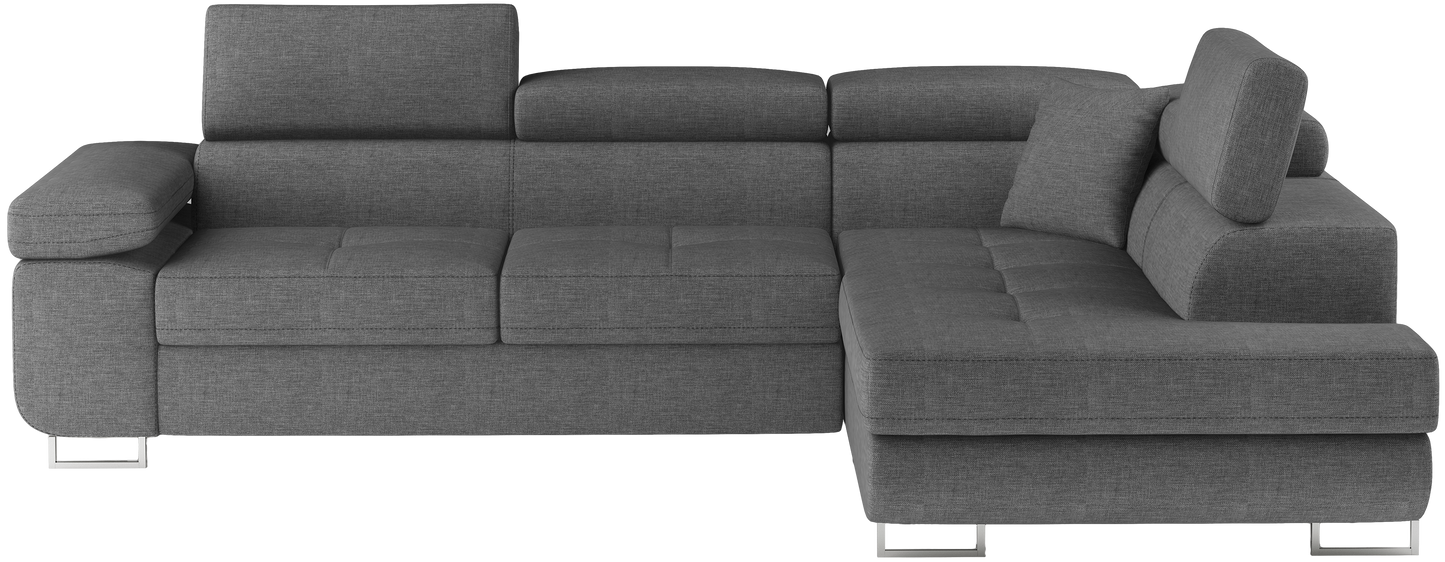 Narożnik Anton Sawana 21 szary – widok frontalny w układzie prawym.