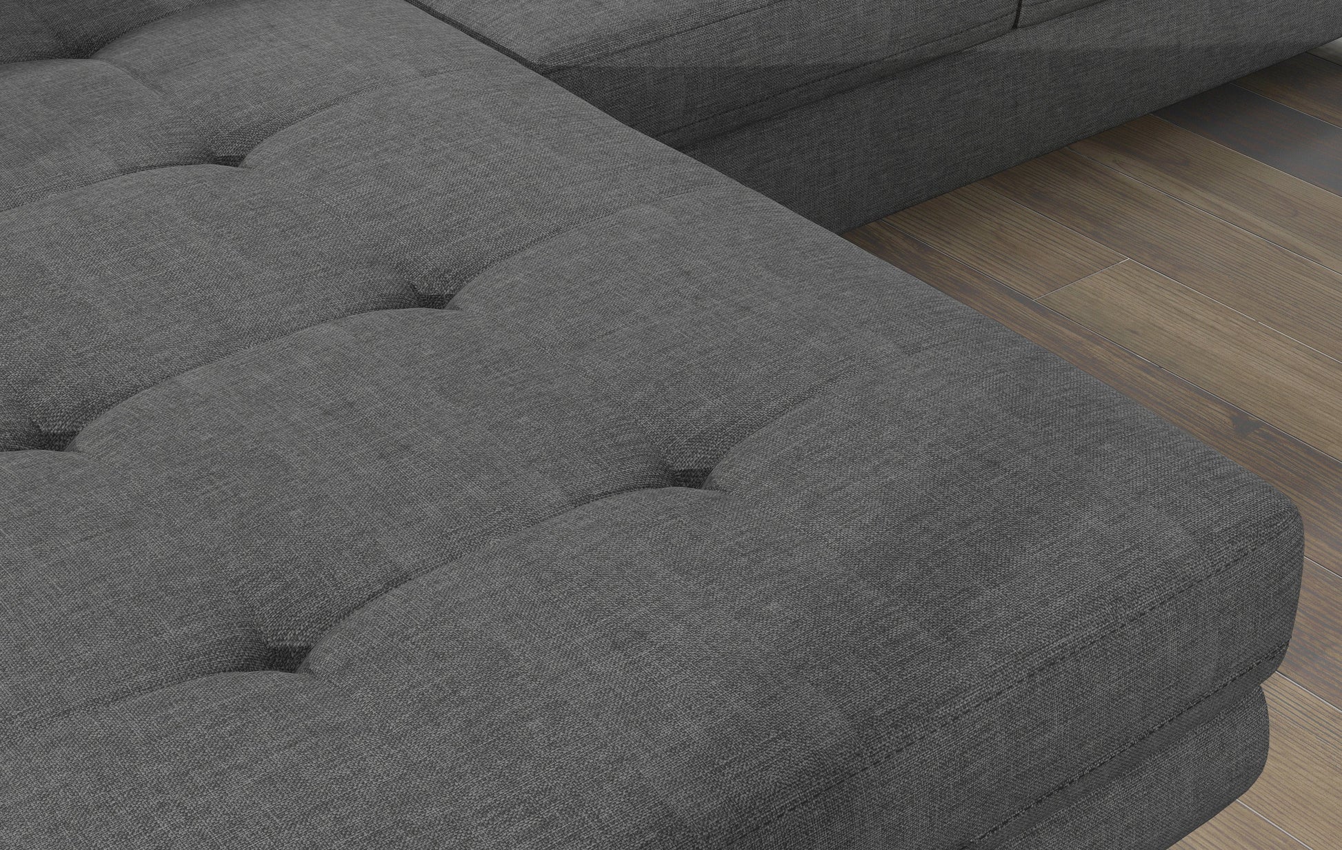 Zbliżenie na pikowane siedzisko narożnika Armando w tkaninie Sawana 21 szary – wyraźna struktura materiału.