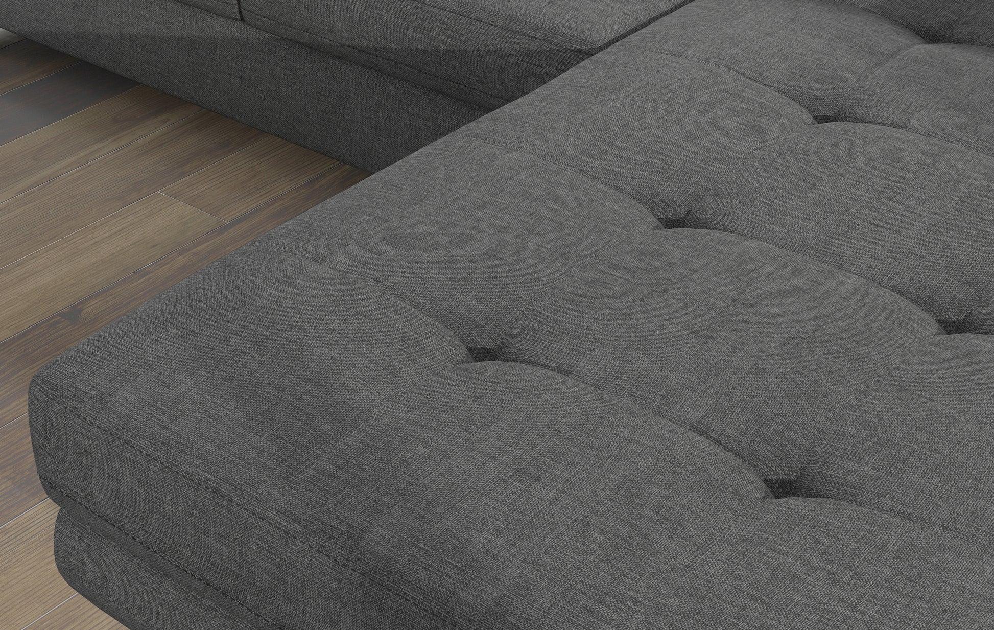 Zbliżenie na pikowane siedzisko narożnika Armando w tkaninie Sawana 21 szary – wyraźna struktura materiału.