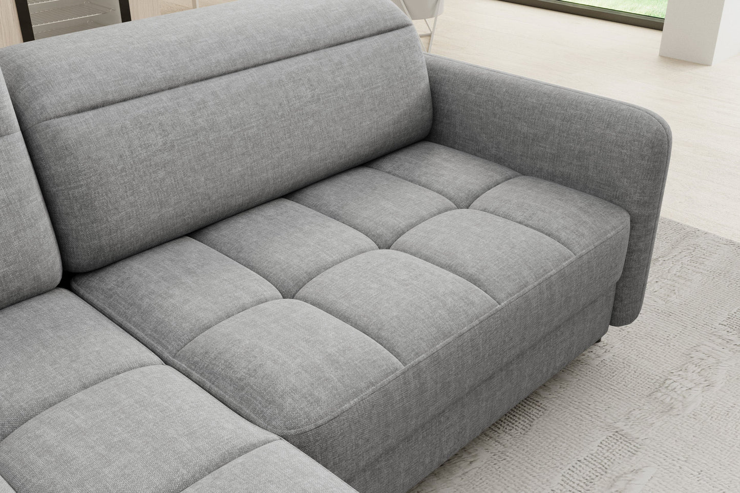 Narożnik Barea, Manhattan 03 jasnoszary, detal siedziska.