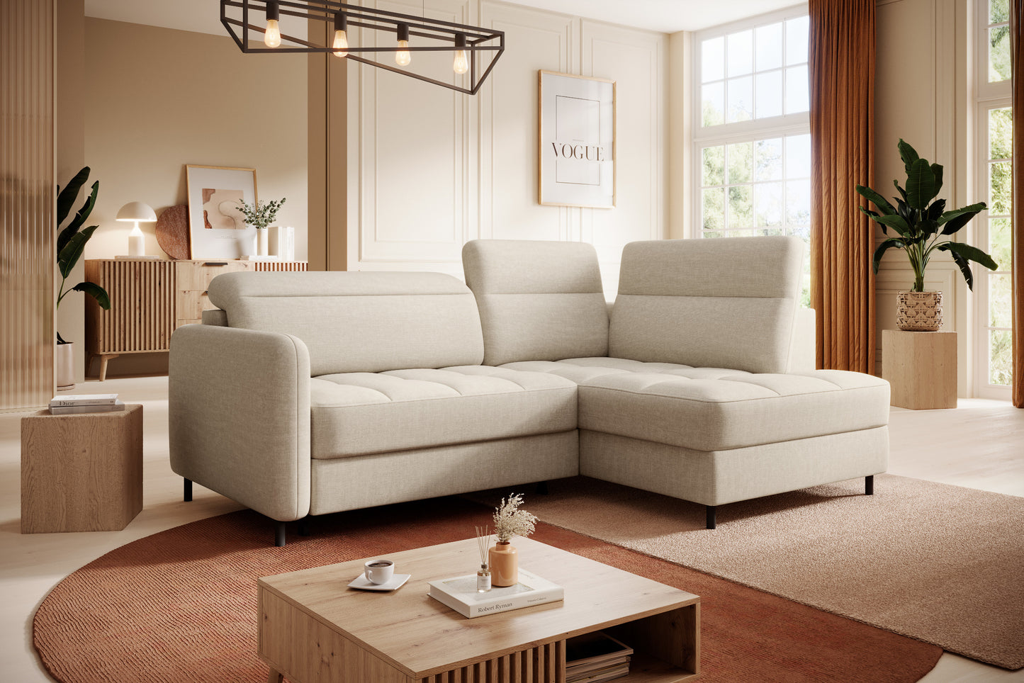 Narożnik Barea, Manhattan 18 jasnobeżowy, detal siedziska.