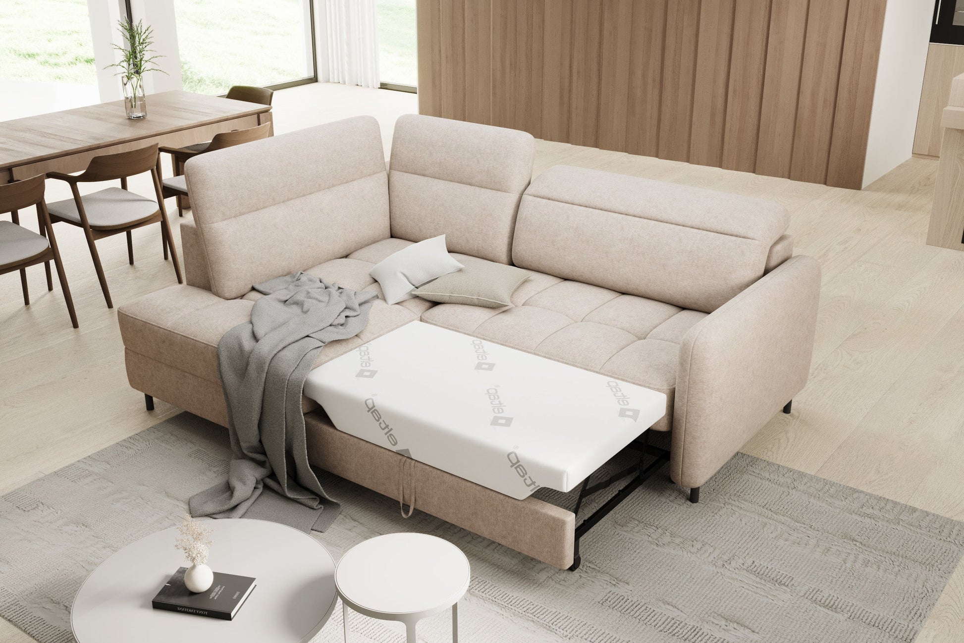 Narożnik Barea Raquel 18 – funkcja spania Delfin, wersja lewa