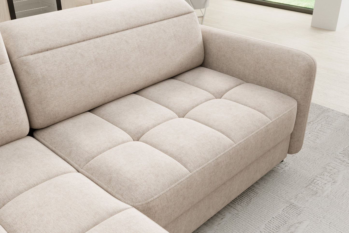 Zbliżenie na przeszycia i zagłówki – Barea lewy Raquel 18