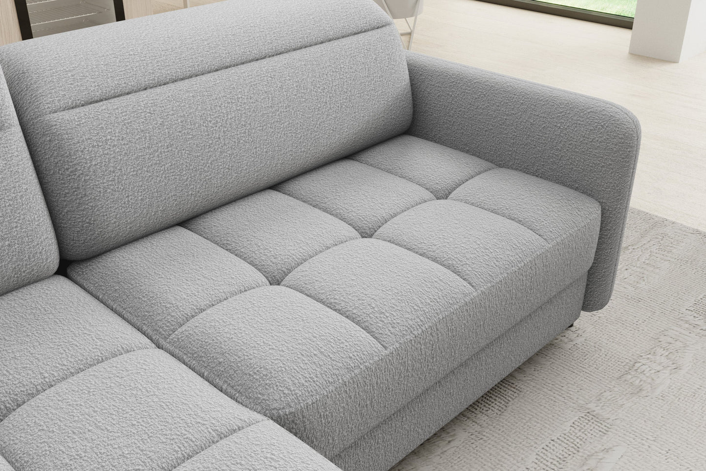 Narożnik Barea, Royal 04 szary, detal siedziska.