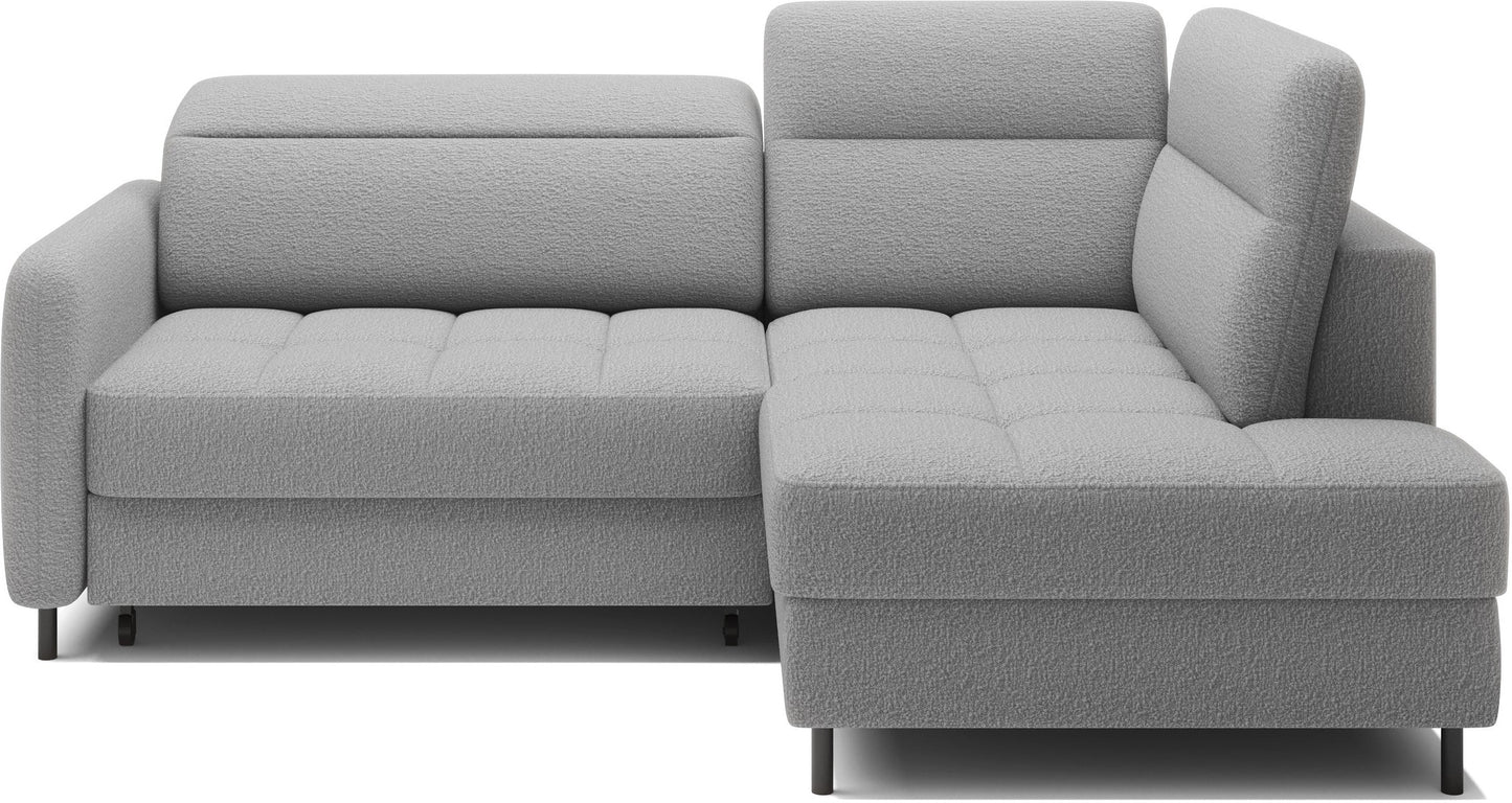 Narożnik Barea, Royal 04 szary, układ prawy, ujęcie frontowe.