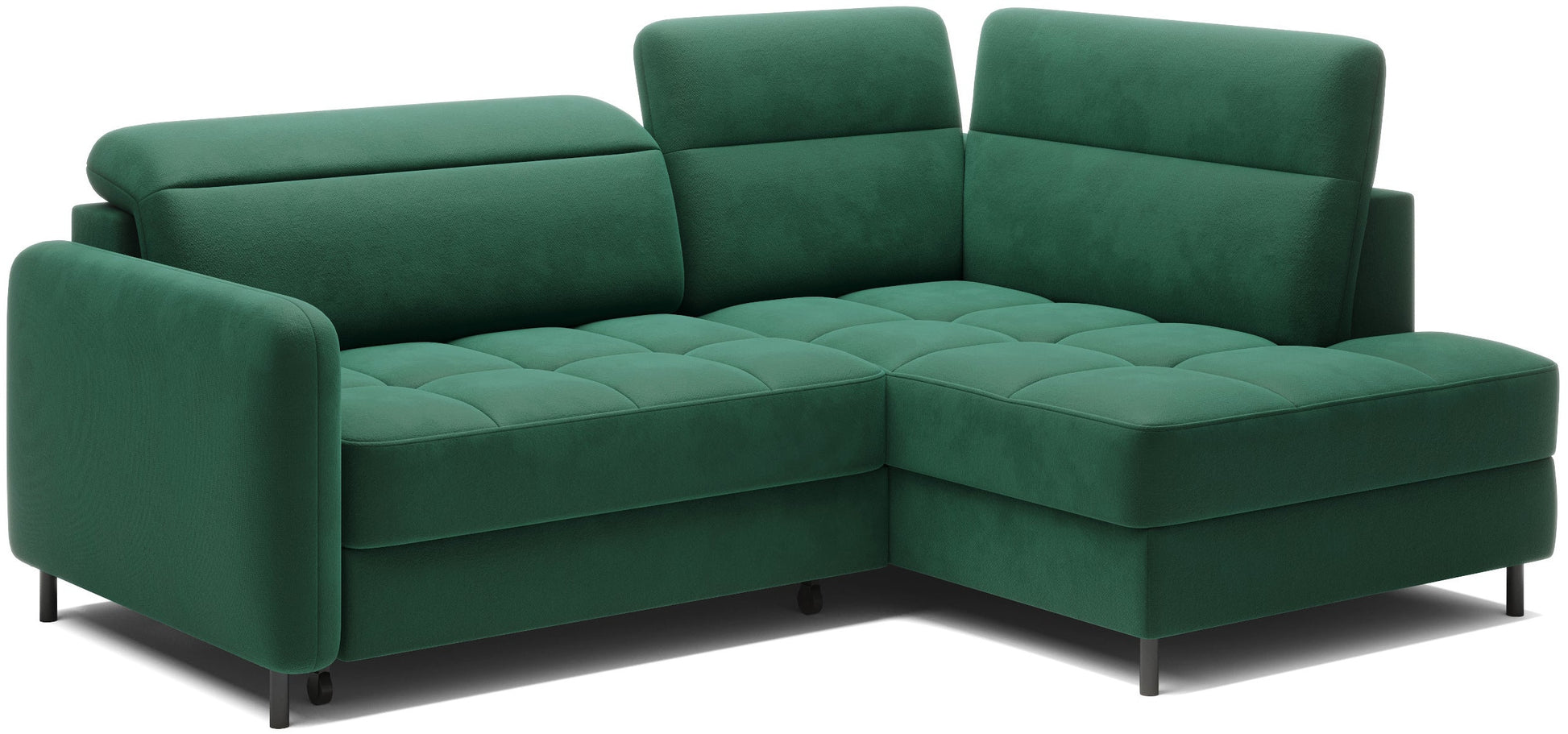 Narożnik Barea rozłożony – funkcja spania, zielony.