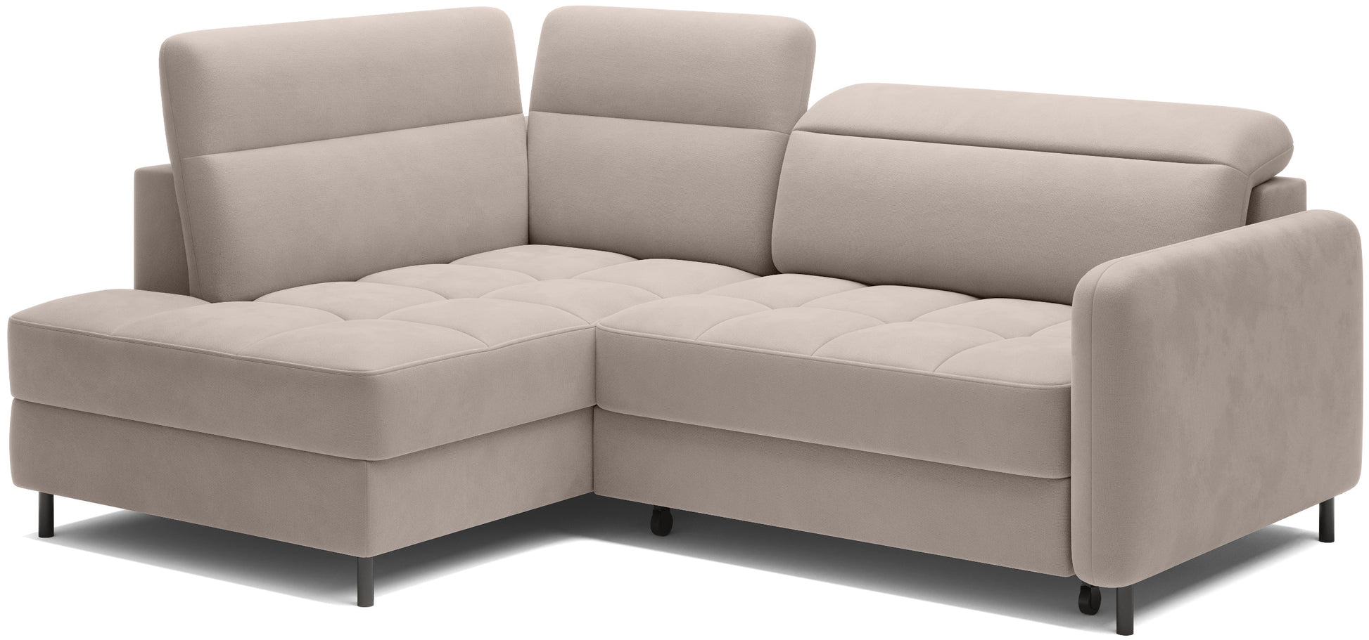 Narożnik Barea Sola 18 jasnobeżowy, układ lewy – ujęcie perspektywiczne 3/4