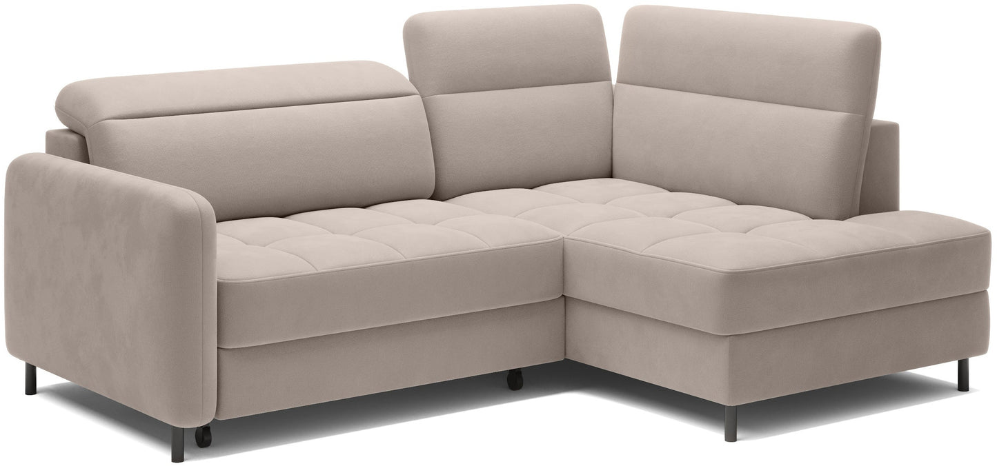 Narożnik Barea Sola 18 jasnobeżowy, układ prawy – ujęcie perspektywiczne 3/4