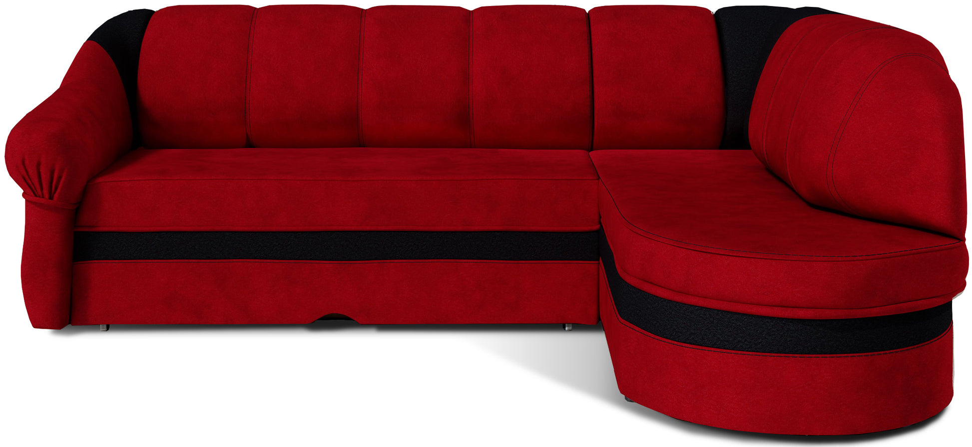 Narożnik Benano lewostronny, Alova 46 czerwony z czarnymi wstawkami Alova 04 – zdjęcie produktowe