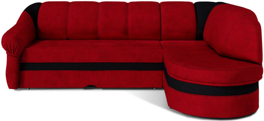 Narożnik Benano lewostronny, Alova 46 czerwony z czarnymi wstawkami Alova 04 – zdjęcie produktowe