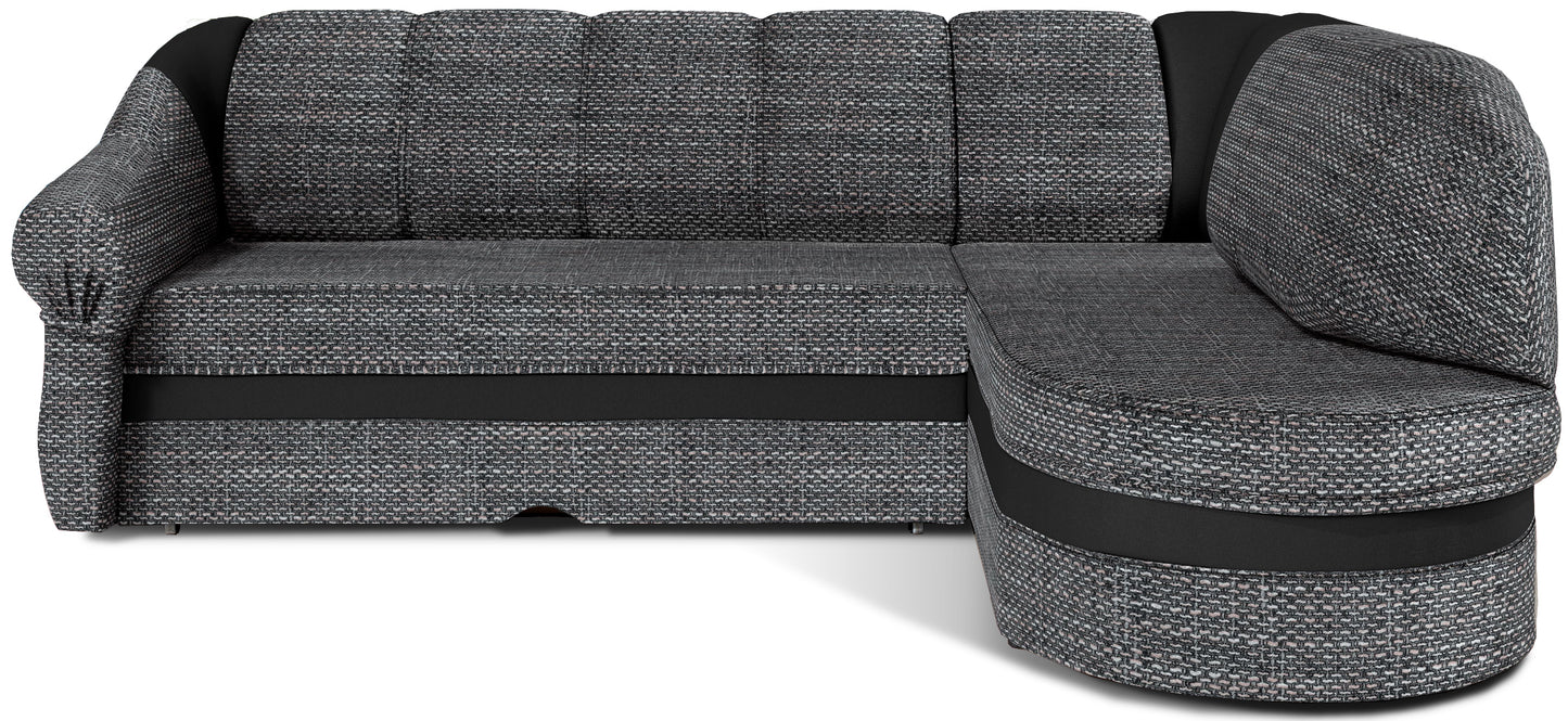 Narożnik Benano lewostronny, Berlin 01 szary z czarnymi wstawkami Soft 11 – zdjęcie produktowe