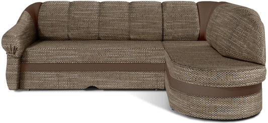 Narożnik Benano lewostronny, Berlin 03 ciemnobeżowy z wykończeniami Soft 15 ciemnobeżowy – zdjęcie produktowe