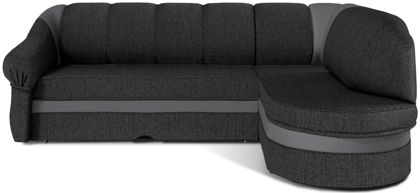 Narożnik Benano lewostronny, Inari 96 ciemnoszary z szarymi wstawkami Soft 29 – zdjęcie produktowe