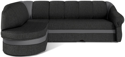 Narożnik Benano, tkanina Inari 96 ciemnoszary i Soft 29 szary, widok z przodu na białym tle