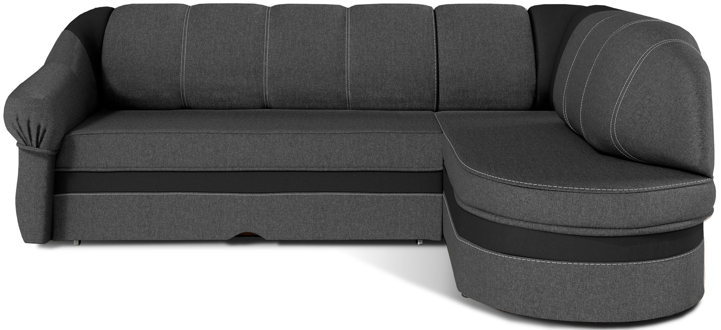 Narożnik Benano lewostronny, Sawana 05 ciemnoszary z czarnymi wstawkami Soft 11 – zdjęcie produktowe