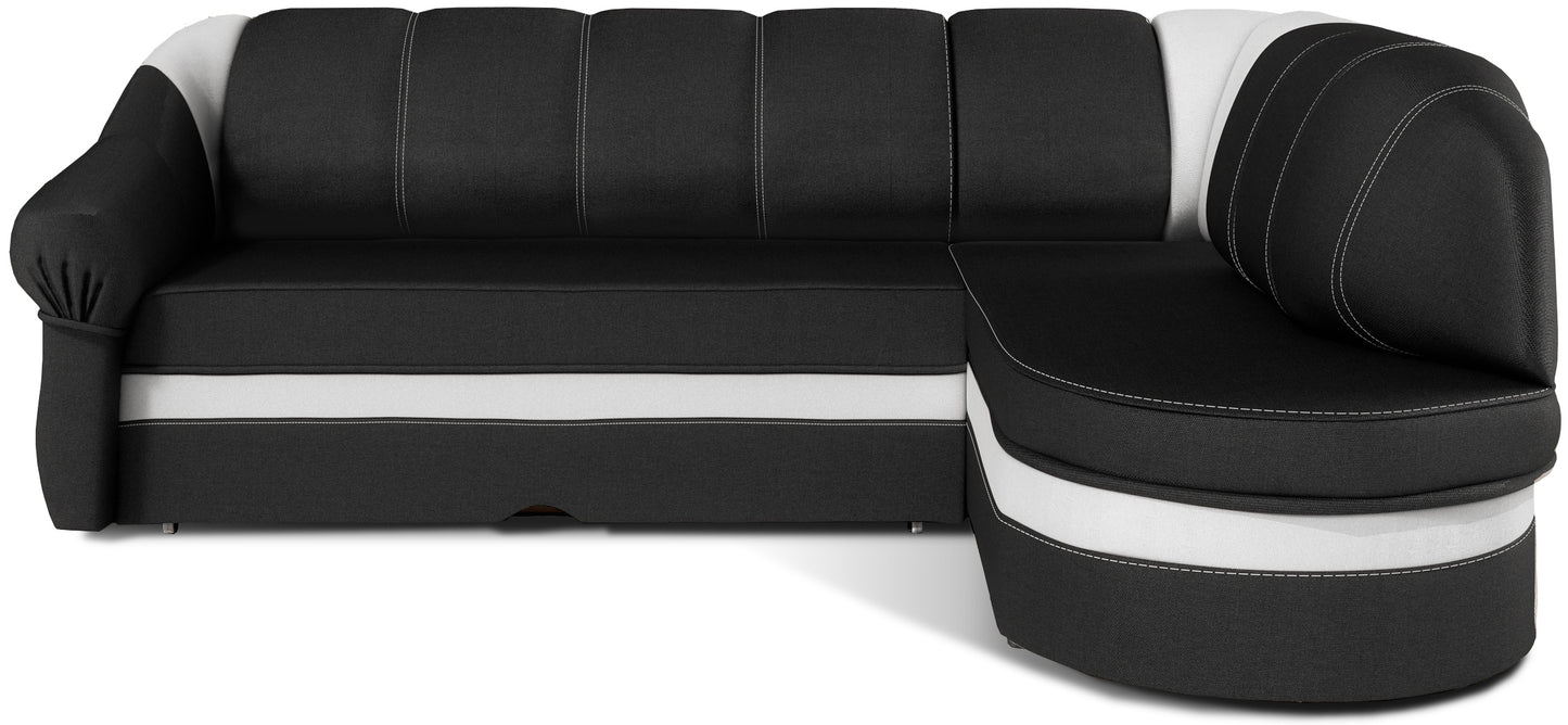 Narożnik Benano lewostronny, Sawana 14 czarny z białymi wstawkami Soft 17 – zdjęcie produktowe