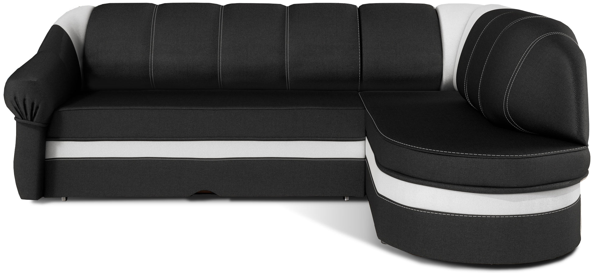 Narożnik Benano lewostronny, Sawana 14 czarny z białymi wstawkami Soft 17 – zdjęcie produktowe