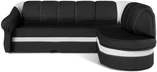 Narożnik Benano lewostronny, Sawana 14 czarny z białymi wstawkami Soft 17 – zdjęcie produktowe