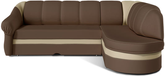 Narożnik Benano lewostronny, Soft 15 brązowy z beżowymi wstawkami Soft 18 – zdjęcie produktowe