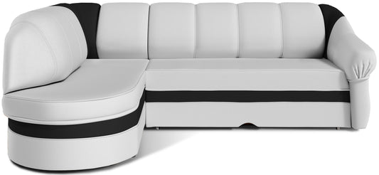 Narożnik Benano, Soft 17 biały i Soft 11 czarny, widok z przodu na białym tle