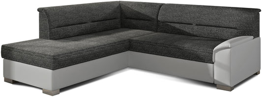 Narożnik Bergen lewostronny, Berlin 02 czarny z białymi wstawkami Soft 17 – zdjęcie produktowe