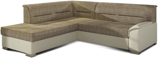 Narożnik Bergen lewostronny, Berlin 03 ciemnobeżowy z beżowymi wstawkami Soft 33 – zdjęcie produktowe