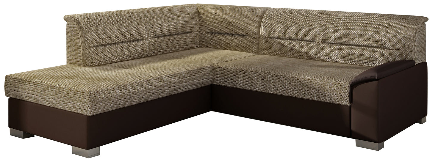 Narożnik Bergen lewostronny, Berlin 03 ciemnobeżowy z brązowymi wstawkami Soft 66 – zdjęcie produktowe