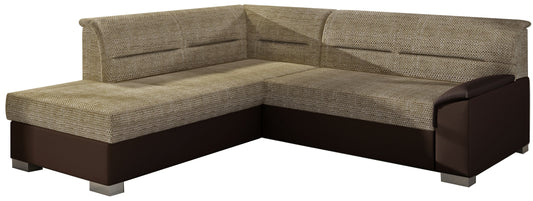 Narożnik Bergen lewostronny, Berlin 03 ciemnobeżowy z brązowymi wstawkami Soft 66 – zdjęcie produktowe