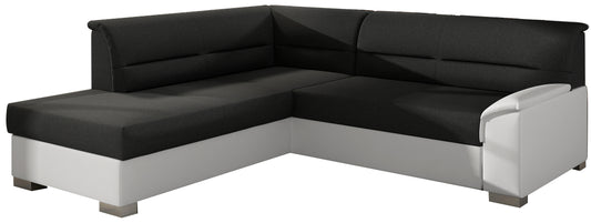 Narożnik Bergen lewostronny, Sawana 14 czarny z białymi wstawkami Soft 17 – zdjęcie produktowe