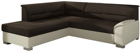 Narożnik Bergen lewostronny, Sawana 26 brązowy z beżowymi wstawkami Soft 33 – zdjęcie produktowe