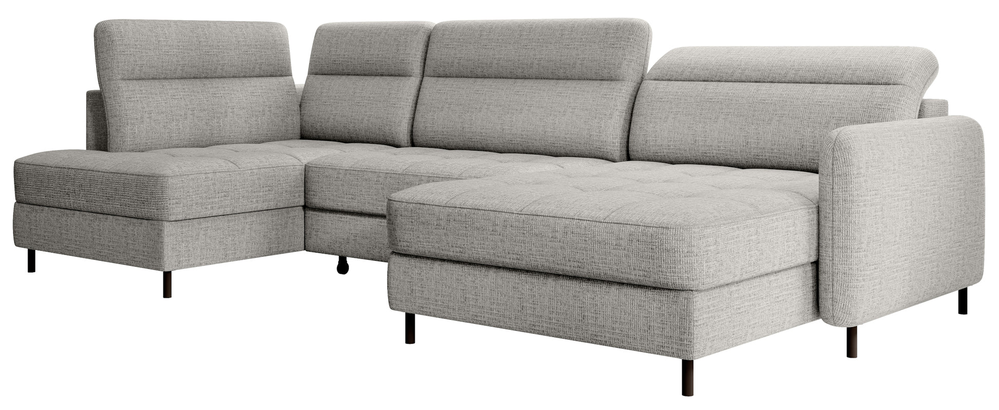 Narożnik z funkcją spania Berrto lewostronny w tkaninie Aubron 04 jasnoszary – zdjęcie produktowe