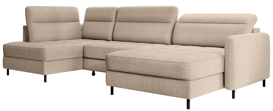 Narożnik z funkcją spania Berrto lewostronny w tkaninie Aubron 20 kremowy – zdjęcie produktowe