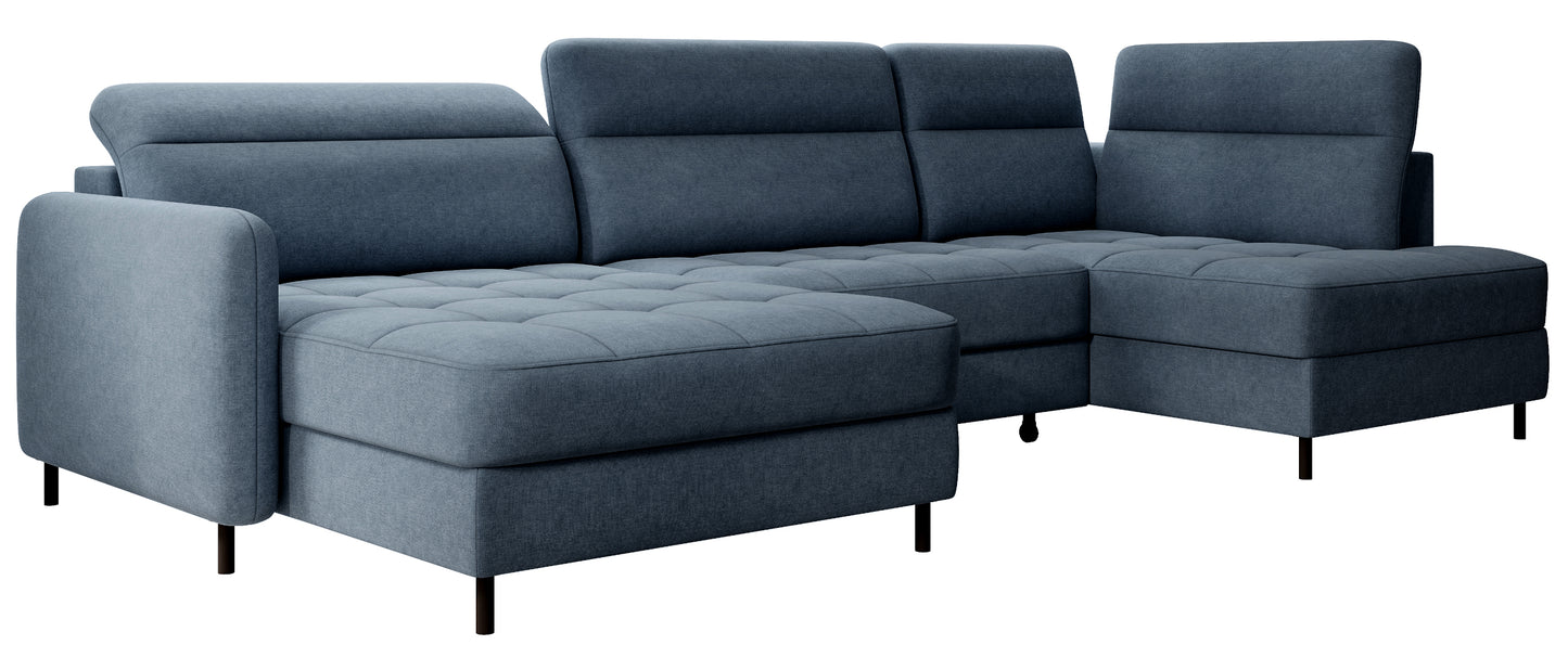 Narożnik z funkcją spania Berrto lewostronny, tkanina Raquel 40 niebieski – zdjęcie produktowe