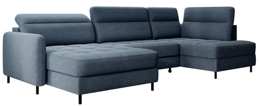 Narożnik z funkcją spania Berrto lewostronny, tkanina Raquel 40 niebieski – zdjęcie produktowe