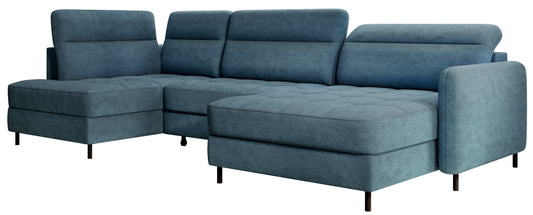 Narożnik z funkcją spania Berrto lewostronny w tkaninie Toscany 40 niebieski – zdjęcie produktowe