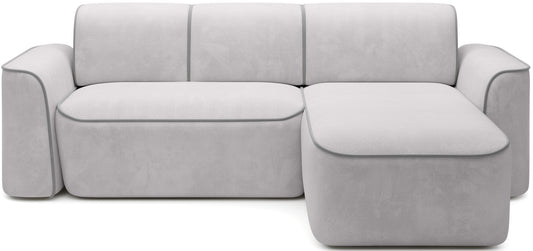 Narożnik Ume Amore 03 beżowy z lamówką Paros 05 jasnoszarą, układ prawy – widok frontalny na białym tle.