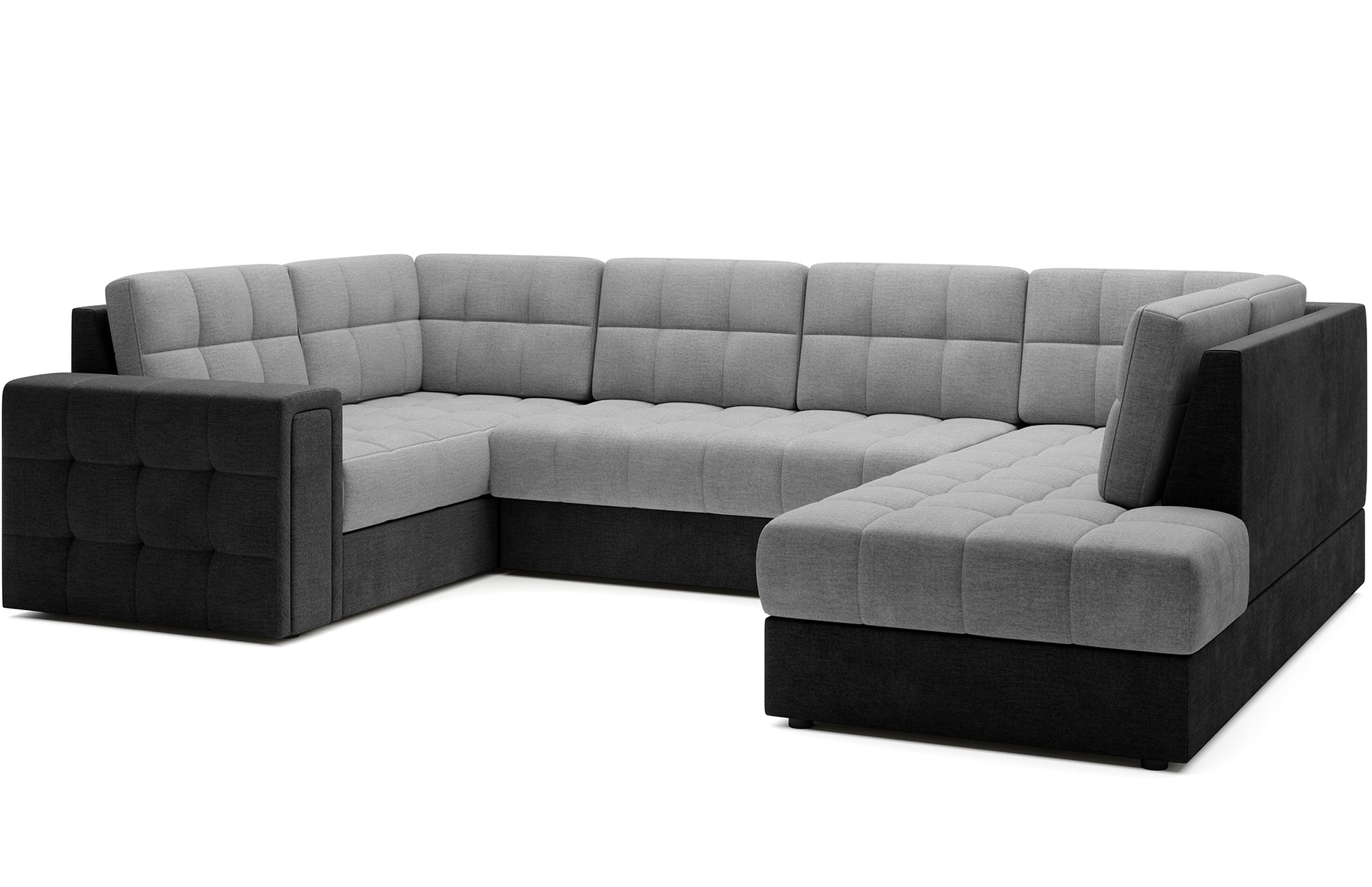 Narożnik Blewett w odcieniach szarości ustawiony na skos, prezentowany na białym tle. Elegancki i funkcjonalny design.