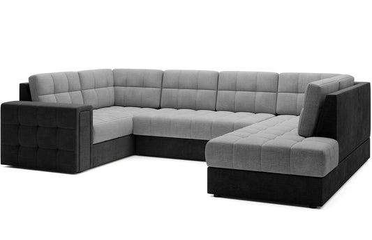 Narożnik Blewett w odcieniach szarości ustawiony na skos, prezentowany na białym tle. Elegancki i funkcjonalny design.