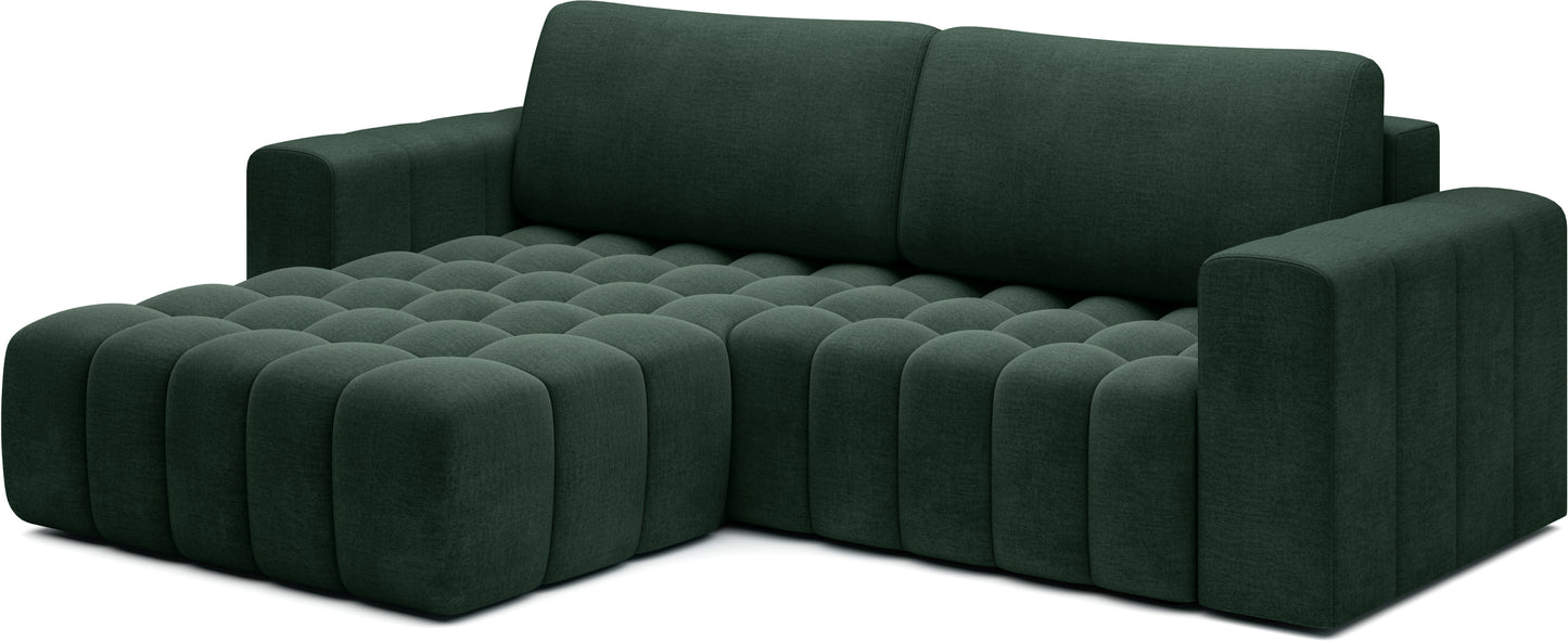 Narożnik Bonett w kształcie L — perspektywa 3/4, tkanina Monolith 37.