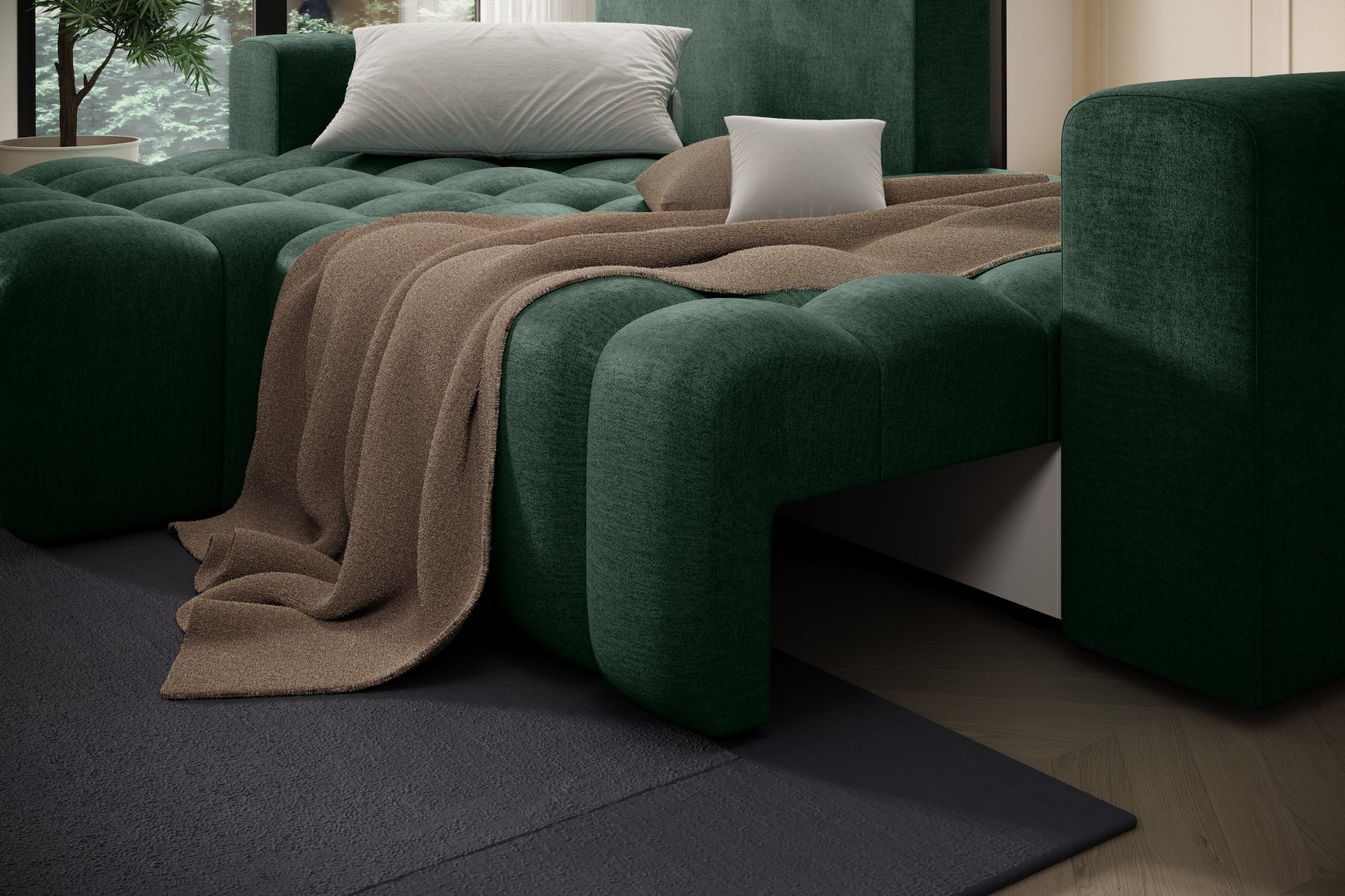 Bonett Monolith 37 — ujęcie od strony szezlongu z podłokietnikiem.